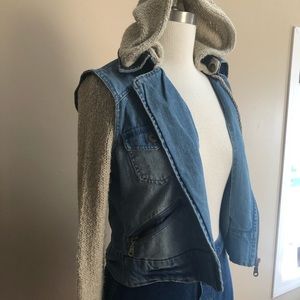Billabong denim jacket with knit sleeves